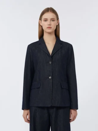 Veste en denim stretch à simple boutonnage, bleu outremer Veste en denim stretch à simple boutonnage, bleu outremer
