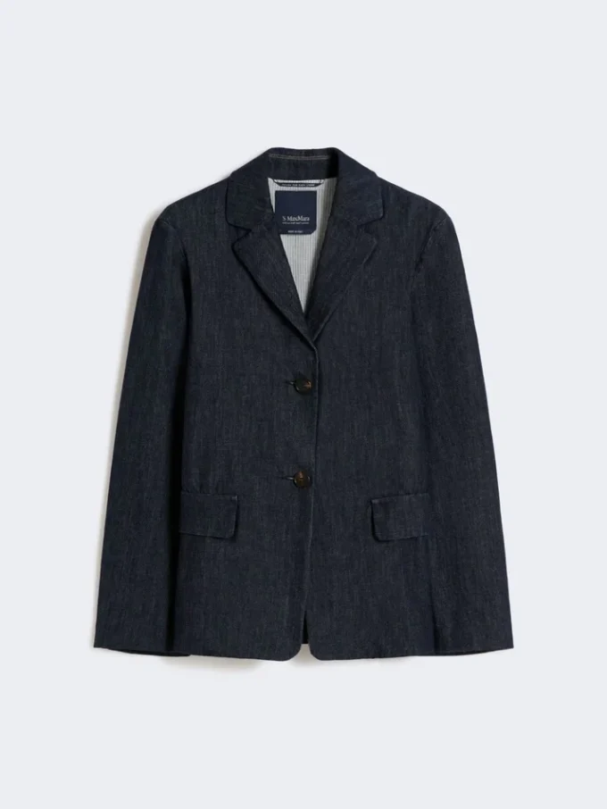 Veste en denim stretch à simple boutonnage, bleu outremer Veste en denim stretch à simple boutonnage, bleu outremer