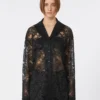 Veste en dentelle florale, noire