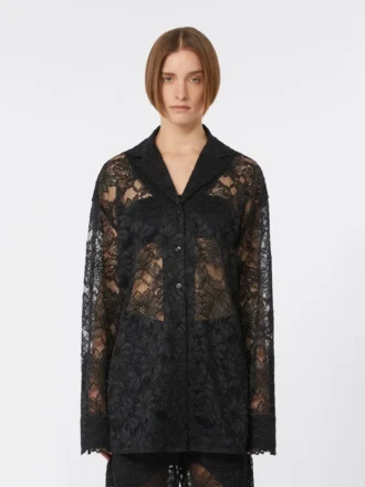 Veste en dentelle florale, noire
