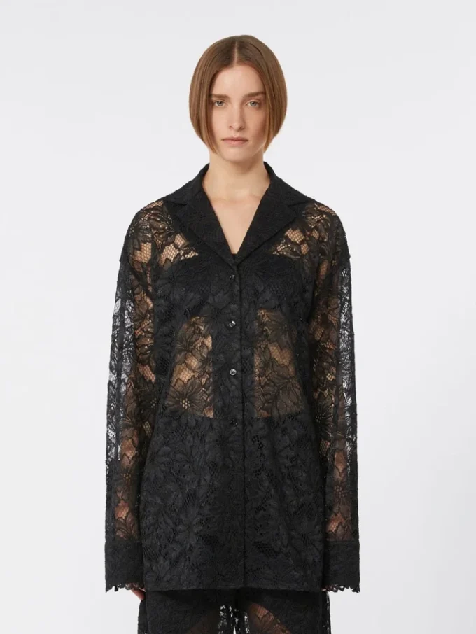 Veste en dentelle florale, noire