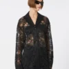 Veste en dentelle florale, noire