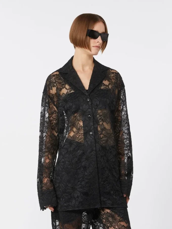 Veste en dentelle florale, noire
