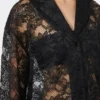 Veste en dentelle florale, noire