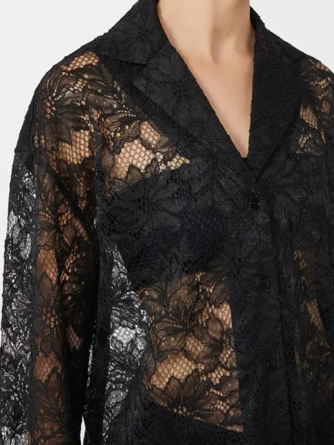 Veste en dentelle florale, noire