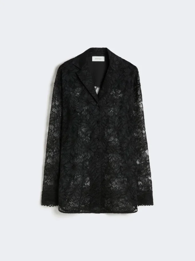 Veste en dentelle florale, noire
