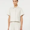 Veste en jersey piqué à fines rayures, blanche Veste en jersey piqué à fines rayures, blanche
