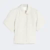 Veste en jersey piqué à fines rayures, blanche Veste en jersey piqué à fines rayures, blanche