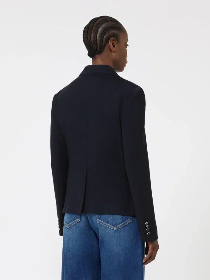 Veste en jersey piqué à simple boutonnage, bleu marine Veste en jersey piqué à simple boutonnage, bleu marine