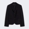 Veste en jersey piqué à simple boutonnage, bleu marine Veste en jersey piqué à simple boutonnage, bleu marine