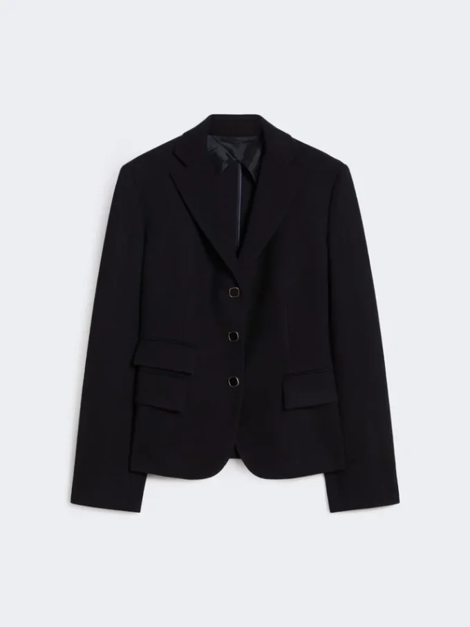 Veste en jersey piqué à simple boutonnage, bleu marine Veste en jersey piqué à simple boutonnage, bleu marine