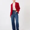 Veste en jersey piqué à simple boutonnage, rouge Veste en jersey piqué à simple boutonnage, rouge