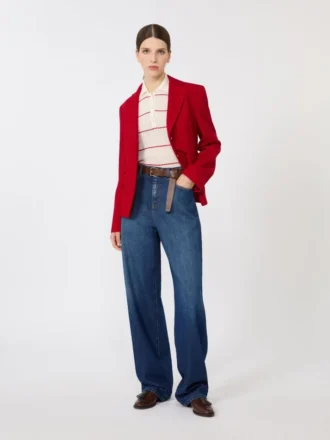 Veste en jersey piqué à simple boutonnage, rouge