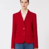 Veste en jersey piqué à simple boutonnage, rouge Veste en jersey piqué à simple boutonnage, rouge