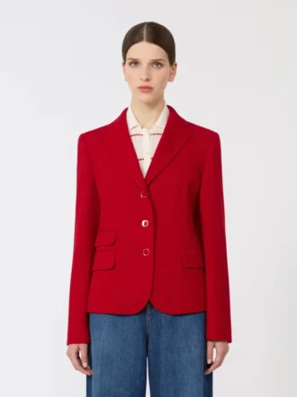 Veste en jersey piqué à simple boutonnage, rouge