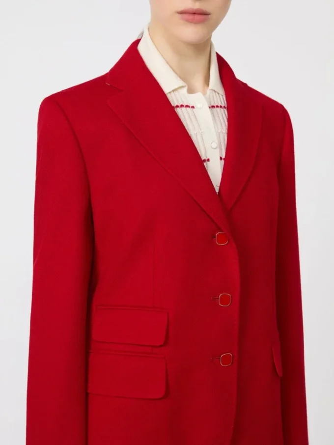 Veste en jersey piqué à simple boutonnage, rouge Veste en jersey piqué à simple boutonnage, rouge
