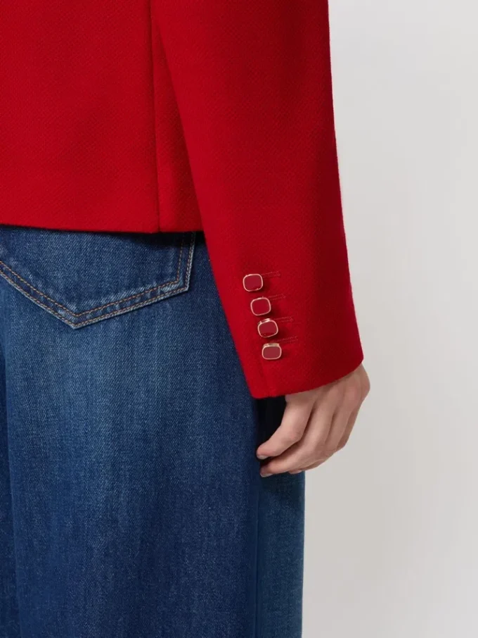 Veste en jersey piqué à simple boutonnage, rouge Veste en jersey piqué à simple boutonnage, rouge
