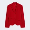 Veste en jersey piqué à simple boutonnage, rouge Veste en jersey piqué à simple boutonnage, rouge