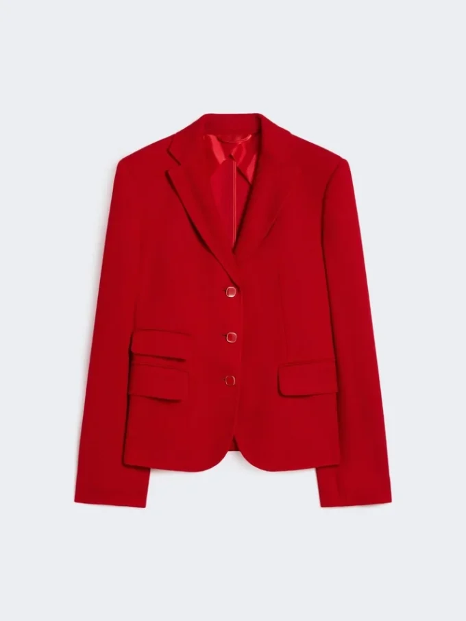 Veste en jersey piqué à simple boutonnage, rouge Veste en jersey piqué à simple boutonnage, rouge