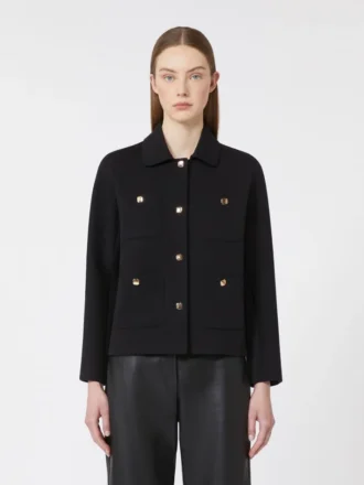 Veste en jersey scuba à la coupe carrée, noire