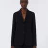 Veste en jersey scuba à simple boutonnage, noire Veste en jersey scuba à simple boutonnage, noire