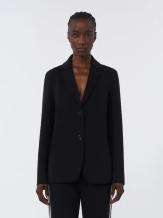 Veste en jersey scuba à simple boutonnage, noire