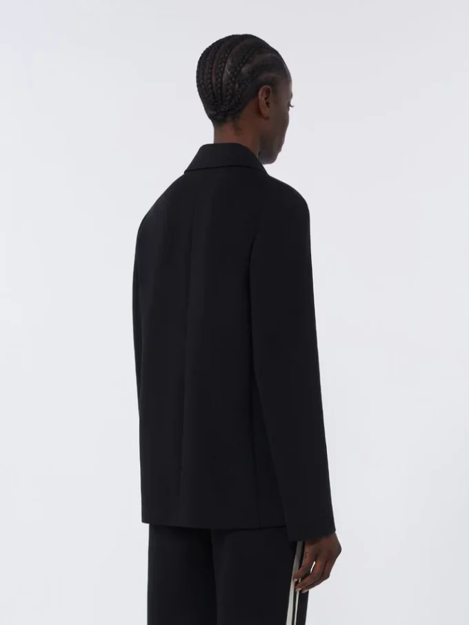Veste en jersey scuba à simple boutonnage, noire Veste en jersey scuba à simple boutonnage, noire