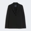 Veste en jersey scuba à simple boutonnage, noire Veste en jersey scuba à simple boutonnage, noire