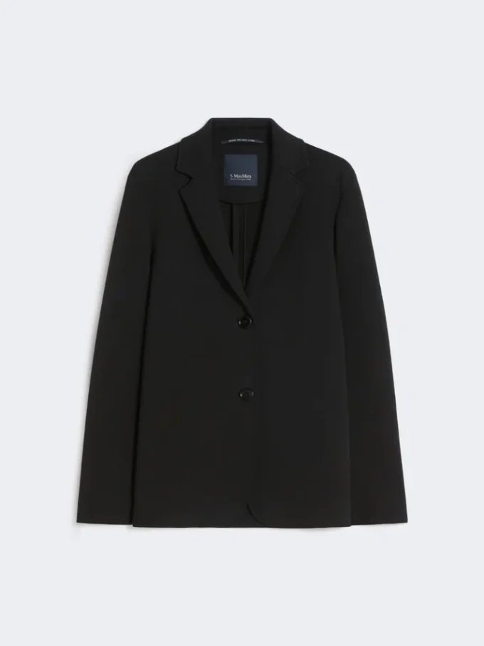 Veste en jersey scuba à simple boutonnage, noire Veste en jersey scuba à simple boutonnage, noire