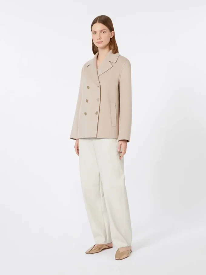 Veste en laine à armure sergée, beige-rose Veste en laine à armure sergée, beige-rose