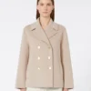 Veste en laine à armure sergée, beige-rose Veste en laine à armure sergée, beige-rose