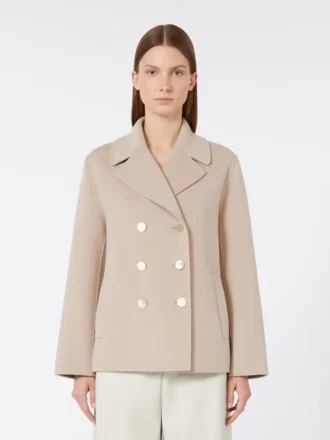 Veste en laine à armure sergée, beige-rose