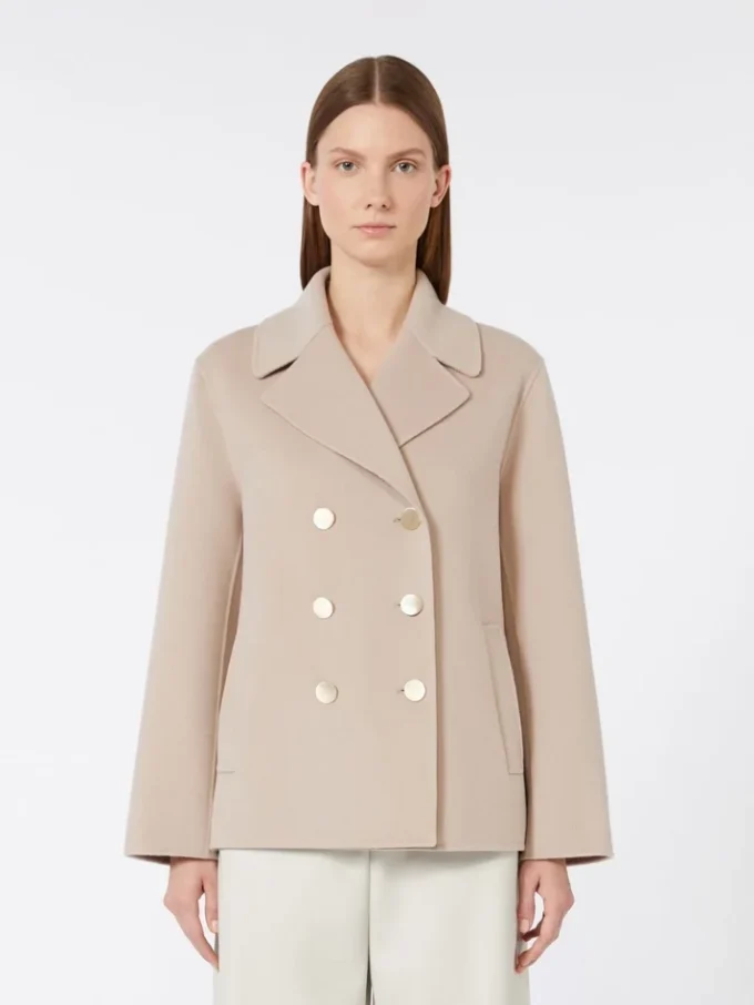 Veste en laine à armure sergée, beige-rose Veste en laine à armure sergée, beige-rose