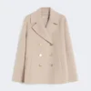 Veste en laine à armure sergée, beige-rose Veste en laine à armure sergée, beige-rose
