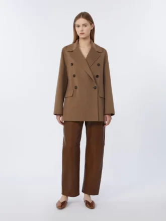 Veste en laine Double Face à double boutonnage, couleur camel
