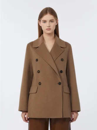 Veste en laine Double Face à double boutonnage, couleur camel
