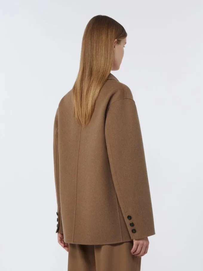 Veste en laine Double Face à simple boutonnage, couleur camel Veste en laine Double Face à simple boutonnage, couleur camel