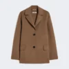Veste en laine Double Face à simple boutonnage, couleur camel Veste en laine Double Face à simple boutonnage, couleur camel