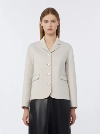 Veste en laine à simple boutonnage, ivoire
