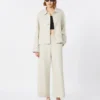 Pantalon en coton et lin stretch, ivoire Pantalon en coton et lin stretch, ivoire