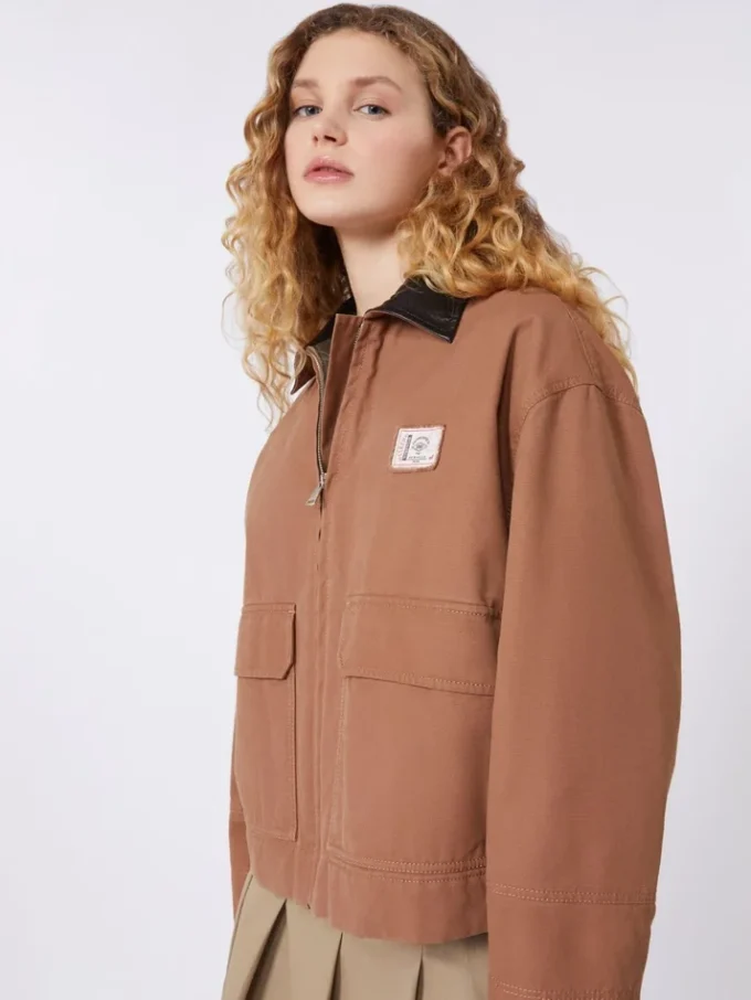 Veste en toile de coton, couleur tabac Veste en toile de coton, couleur tabac