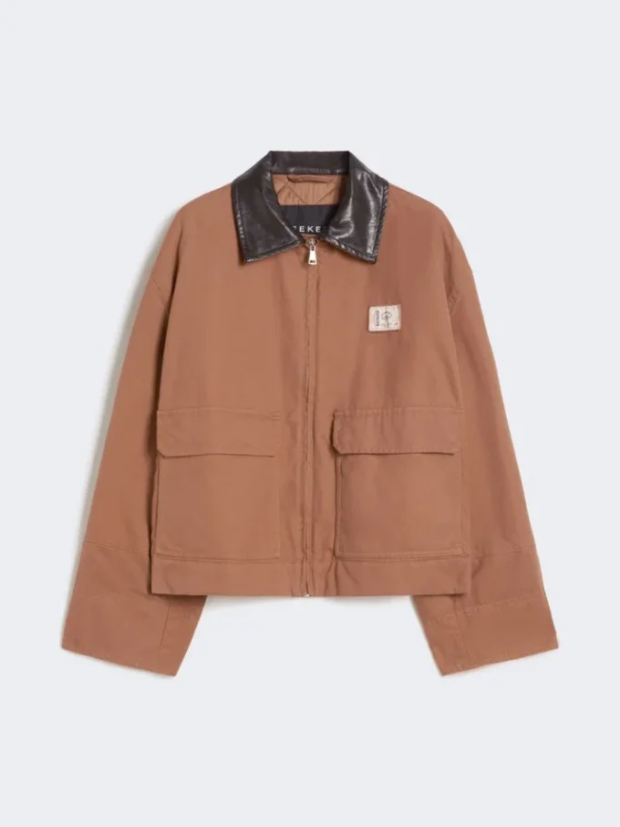Veste en toile de coton, couleur tabac Veste en toile de coton, couleur tabac