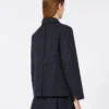 Veste jacquard à fleurs à simple boutonnage, bleu nuit