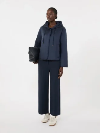 Veste matelassée à capuche en toile déperlante, bleu marine
