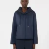 Veste matelassée à capuche en toile déperlante, bleu marine Veste matelassée à capuche en toile déperlante, bleu marine