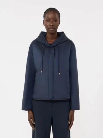 Veste matelassée à capuche en toile déperlante, bleu marine