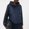 Veste matelassée à capuche en toile déperlante, bleu marine Veste matelassée à capuche en toile déperlante, bleu marine