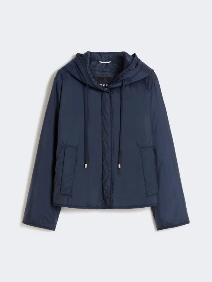 Veste matelassée à capuche en toile déperlante, bleu marine Veste matelassée à capuche en toile déperlante, bleu marine