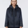 Veste matelassée à capuche en toile déperlante, bleu nuit Veste matelassée à capuche en toile déperlante, bleu nuit