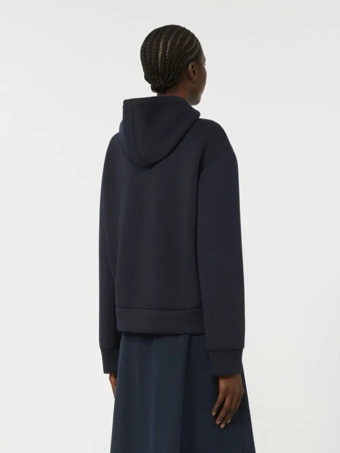 Veste matelassée à capuche en toile déperlante et jersey, bleu marine Veste matelassée à capuche en toile déperlante et jersey, bleu marine